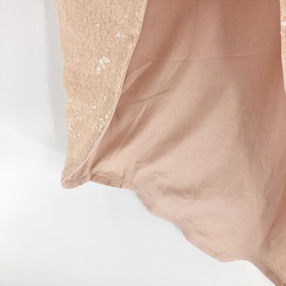 Lulus Womens Deja Vu Gown XS Pink Sequin One Shoulder Tall Slit Tulip Style Hem - Picture 7 of 11